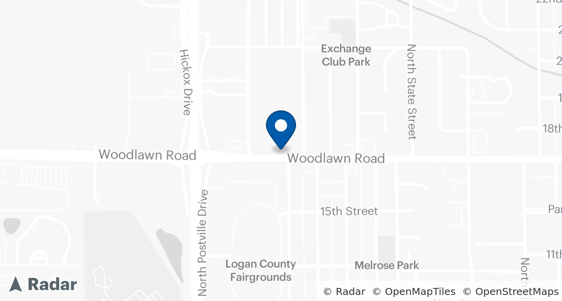 Map of Dairy Queen Location:: 916 Woodlawn Rd, Lincoln, IL, 62656-1462